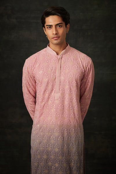 Pink And Purple Ombre Kurta Set