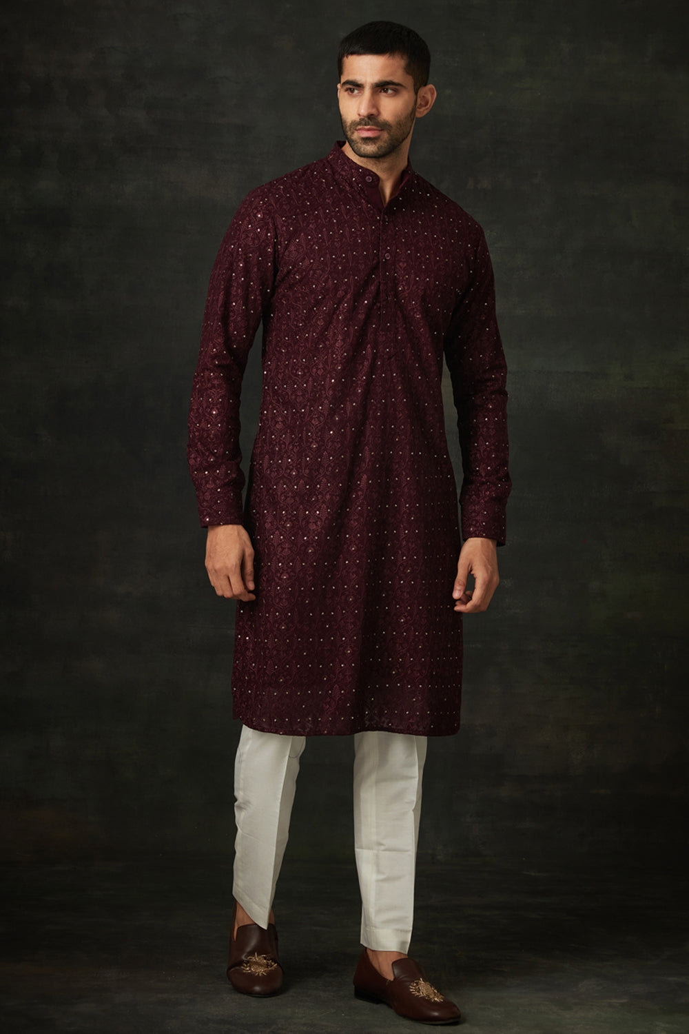 Wine Kurta Set