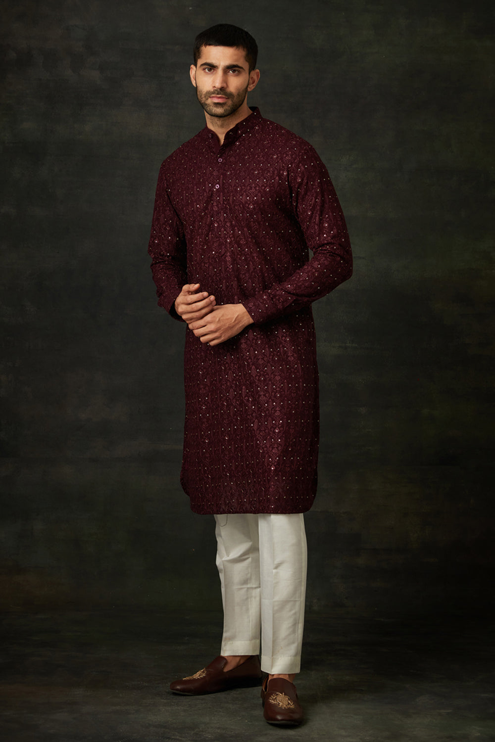 Wine Kurta Set