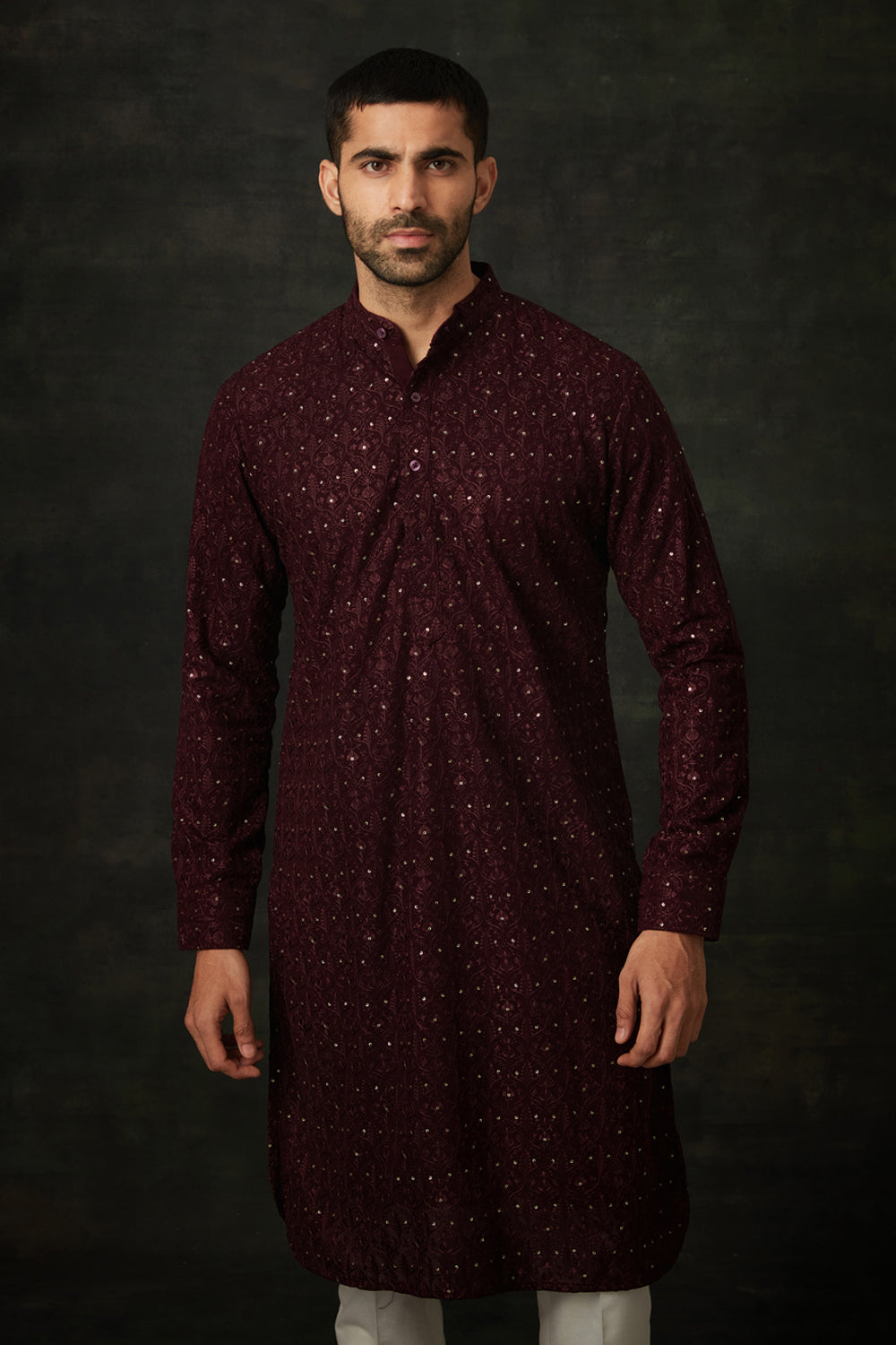 Wine Kurta Set